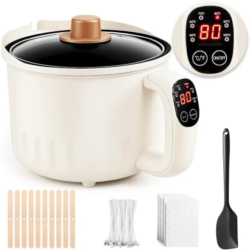 KEARLGMBH Electric Wax Melter with LED Display, Candle Making Kit for Adults，Wax Melt Warmer with 6 Level Temp Control, Large Capacity Wax Melting Pot, Candle Making Supplies by KEARLGMBH