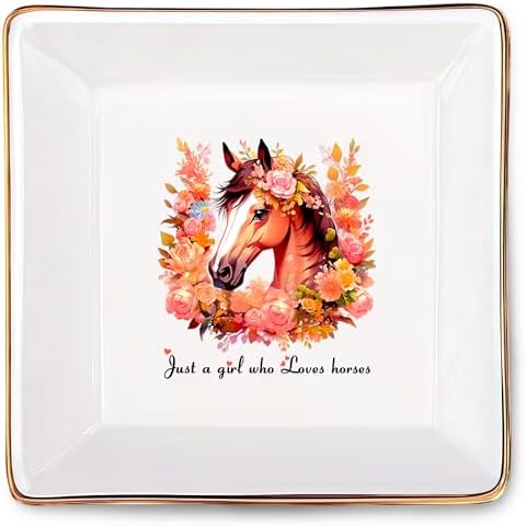 Horse Jewelry Ring Holder Dish Tray, Gifts For Women Teens Girls, Horse Lovers Themed Stuff Things Decor Merch Home Room Ring Earrings Necklace Organizer Holder! by BJDAMAIGIFTSFORGIRLSKIDS