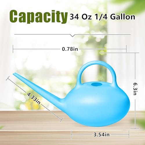 ZXJ Small Plastic Watering Can - 1/4 Gallon - for Home Plant Garden - Blue - Image 2