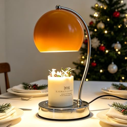 Wide Base Candle Warmer Lamp, Timer & Dimmer (Orange) by WARMCITYCandleWarmers