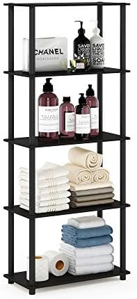 Furinno TURN-N-TUBE Storage Shelves, 5-Tier Book Shelf, Corner Shelf, Toolless Open Shelves, for Organization and Storage, Living Room, Garage, Home Office, Espresso by Furinno-FitsYourSpaceFitsYourBudget