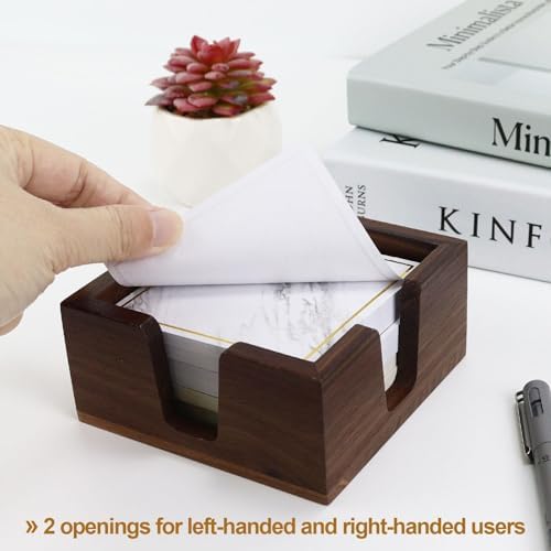 MultiBey Wood Double Opening Sticky Note Holder -Walnut Memo Pads Dispenser - Image 5