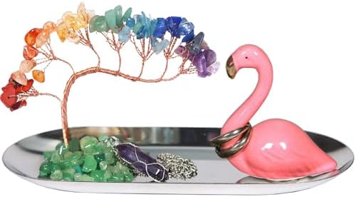 Carselage Flamingo Ring Holder for Jewelry, Blue Apatite Crystal Ring Dish Earring Organizer lion latch, Teen Girls Trendy Cute Stuff for Christmas Gift by Carselage