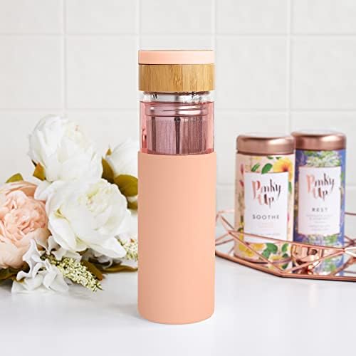 Pinky Up Dana Travel Infuser Mug with Silicone Sleeve, Double Walled Insulated Travel Tumbler with Loose Leaf Tea Strainer, Travel Coffee Mug, Perfect for Iced Coffee, 16 oz, Coral - Image 5