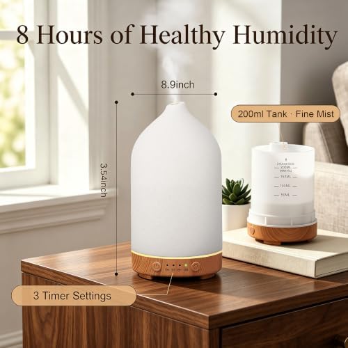 Gooamp 200ML Ceramic Essential Oil Diffuser for Home, Stone Diffuser 2 Pack - Image 3