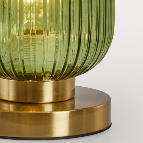 Mid Century Modern Table Lamp, 6" Green Glass Desk Lamp Plug in - Image 4