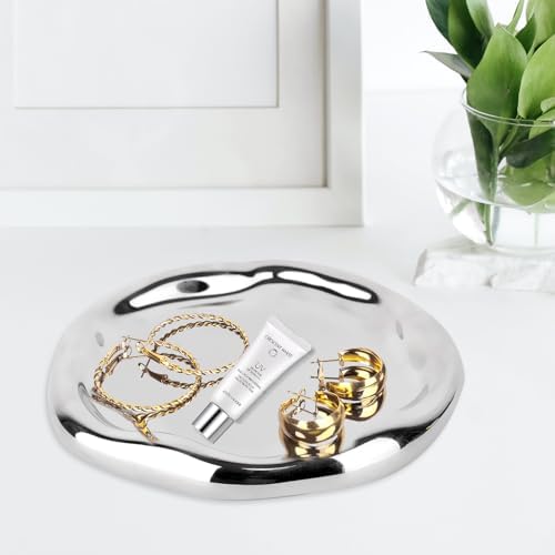 Silver Tray Decorative Vanity Tray Bathroom Tray Ceramic Jewelry Dish - Image 7