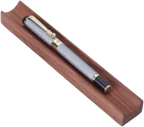 PLIGREAT Single Walnut Wood Pen Tray Wooden Desk Pencil Organizer Holder Minimalist Single Pen Rest for Office Stationery Desk Decor Retro Home Bedroom Decoration, 7.87x1.18x0.78inch by PLIGREAT