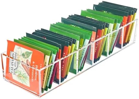Tea Bag Organizer, Clear Tea Bag Holder with 6 Slot, Tea Packet Storage for Countertop, Drawer, Kitchen, Pantry, Cabinet by Unknown