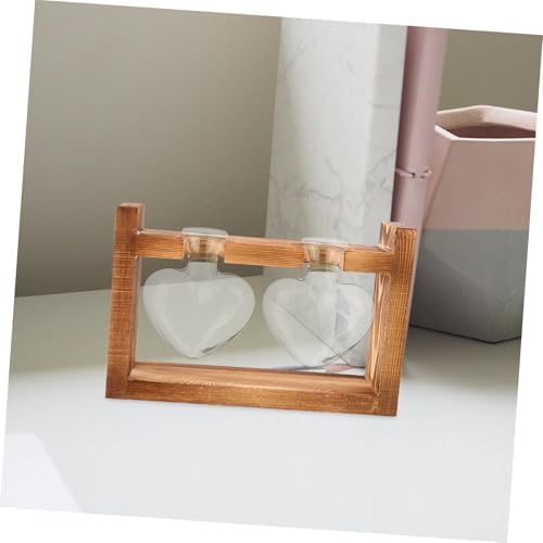 Heart Hydroponic Vase with Wooden Stand for Desktop Home Decor - Image 6