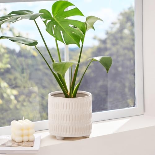 STHIE 5 Inch Ceramic Planters for Indoor Plants, White Snake Plant Pots - Image 2