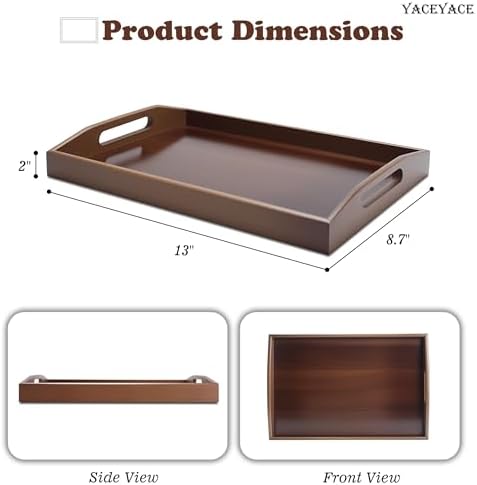 Bamboo Tray for Ottoman, 13.7"x8.6"x2" Small Serving Trays - Image 2