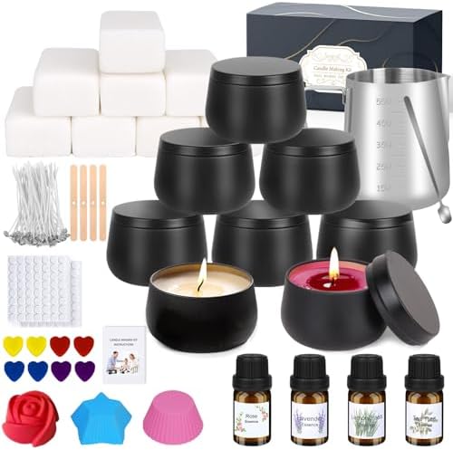 Candle Making Kit for Adults - DIY Scented Candles Making Supplies with Soy Wax,Wax Melter, Essential Oils, Color Dyes, Wicks Sticker, Candle Tins - Full Candle Making Set - Perfect Home Decoration by AOTTOM