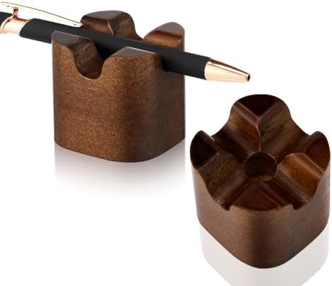 Sherr 2 Pcs Wooden Fountain Pen Holder Minimalist Single Pen Display Stand by Sherr