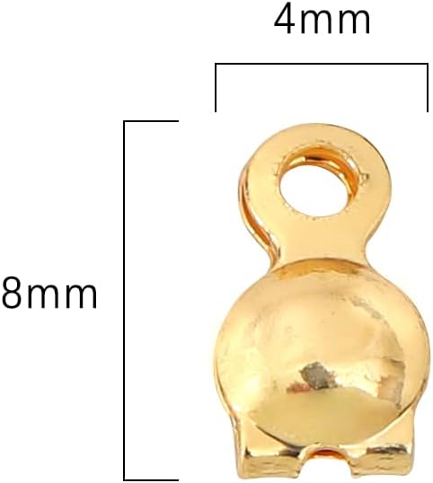 18K Gold Plated End Caps Non Tarnish 4x8mm 200pcs for Jewelry Making Findings