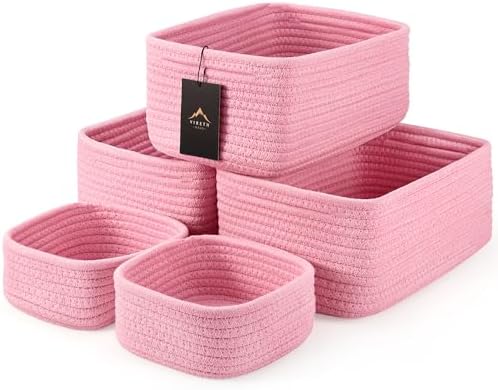 5-Pack Small Woven Rope Storage Baskets, 2 Sizes Organizer Bins by Unknown