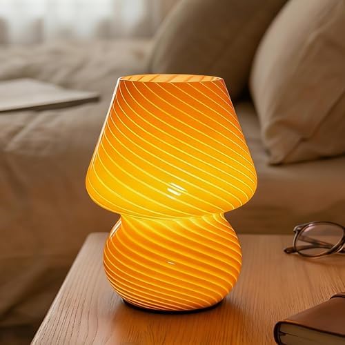 ULAROOM Battery Operated Mushroom Lamp-Vintage Small Table Lamps with Timer, Cordless Battery Powered Bedside Lamp for Bookshelf/Bedroom/Kitchen/Living Room/Shelf/Entryway Decor Aesthetic,Orange by Ularoom