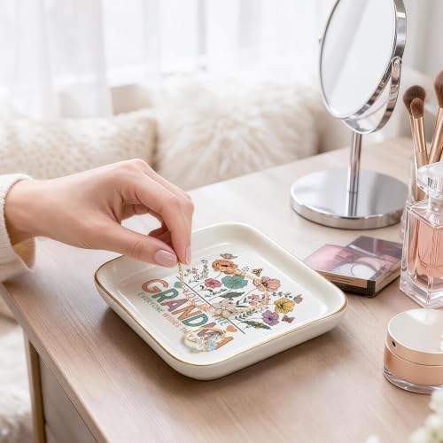 Grandma Gifts for Birthday Christmas - Ceramic Wildflowers Jewerly Dish - Image 5