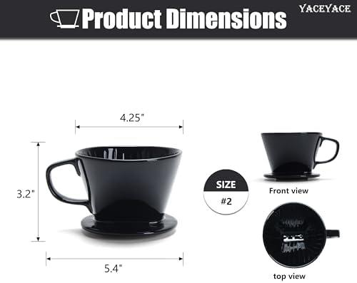 Ceramic Pour Over, Black Ceramic Pour Over Coffee Dripper,3 Holes - Image 2