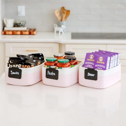 NaturalCozy 11.8"x8"x4.5” Rectangle Storage Baskets for Shelves 3 Pack | Cotton Rope Woven Small Baskets for Organizing | Small Storage Bins for Nursery, Bathroom, Closet, Shelf, Decorative, Gift - Image 5