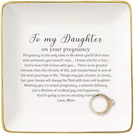 Daughter Pregnancy Announcement Gifts from Mom-Baby Gift Shower-New Mama to Be-Expecting Mom Present-First Time Mommy Present-My Daughter Become a Mommy-Ceramic Ring Dish Jewelry Tray Trinket Holder by NZY