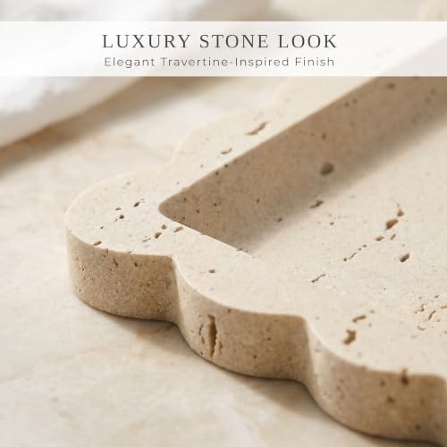 Decorative Scalloped Tray - Travertine Stone Inspired Jewelry Tray - Image 4
