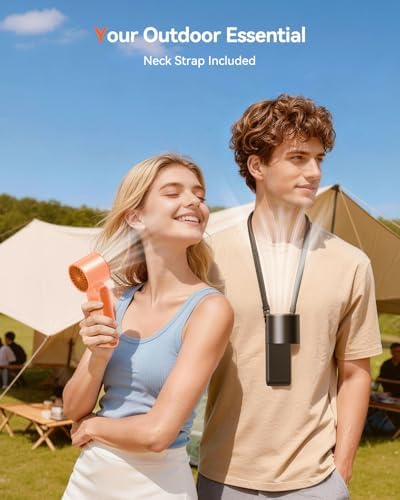 Portable Handheld Turbo Fan, 199 Gear Speed, 24 Hs Cooling Time, 5500mAh Rechargeable Mini Personal Hand Fan, Foldable Design, Travel Essentials, Beach Vacation, Gifts for Women, Men,Orange - Image 6