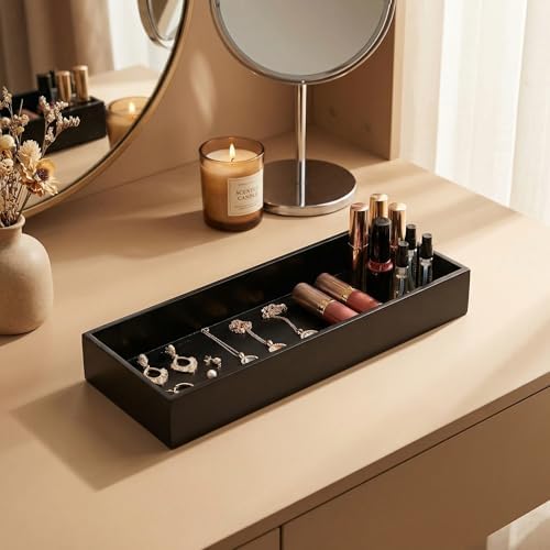 Black Bamboo Drawer Organizer, Rectangular Storage Tray, 12 x 4 x 2 Inch - Image 7