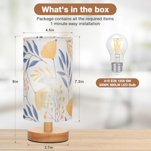 Fenmzee Small Table Lamps (Ginkgo Cream Shade, 9" Inline Control) - Image 3