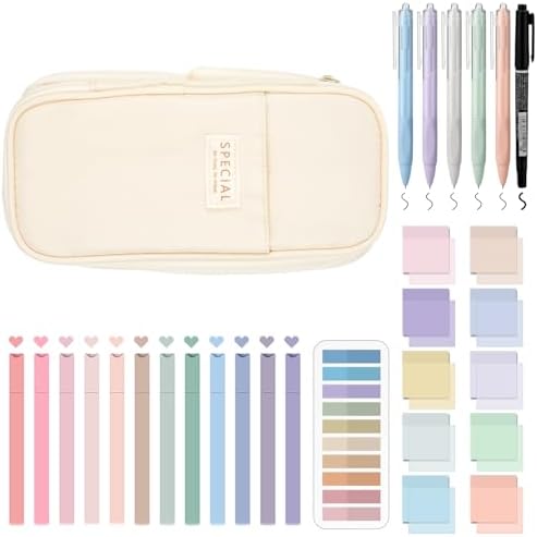 Jutom 39 Pcs Aesthetic Book Annotation Kit,Cream,Cute Style by Jutom