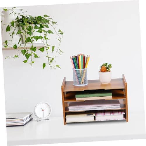 COHEALI Wood Desktop Organizer 4 Layer Vertical Frame for Workspace - Image 4