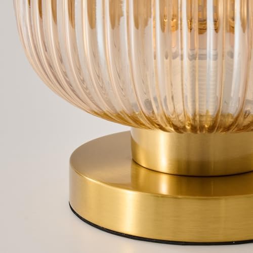 Mid Century Modern Table Lamp, 8" Globe Amber Glass Lamp Plug in - Image 4