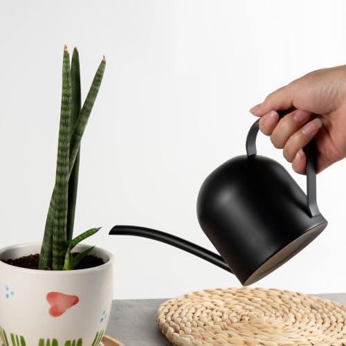 IMEEA Small Watering Can for Indoor Plants Stainless Steel Watering Can with Long Spout 15oz/450ml, (Black) - Image 4