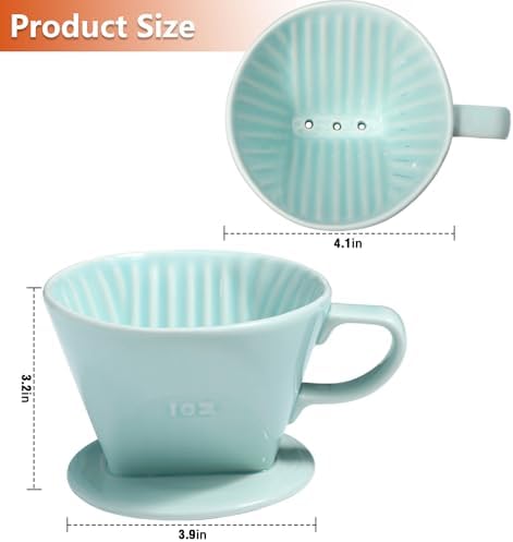 Pour Over Ceramic, Coffee Dripper Ceramic Coffee Maker,Green - Image 2