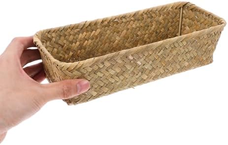 2pcs Large-capacity Woven Straw Storage Baskets for Home and Indoor Storage, Minimalist Khaki Desktop Organizer for Makeup and Small Items, Elegant Handwoven Decorative Baskets - Image 3
