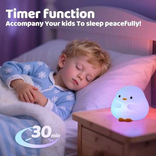 Rytinazzz Duck Night Light, Color Changing Mode & 50-Hour Battery, Squishy Silicone Lamp for Kids Room, USB Rechargeable with Timer, Mothers Day Gifts - Image 4