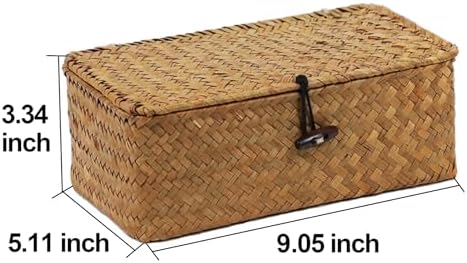 Wicker Storage Basket with Lid, Seagrass Storage Baskets for Organizing - Image 4