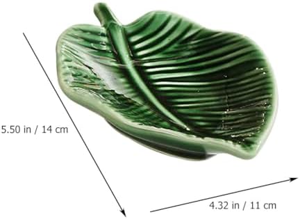 Operitacx Leaf Shape Ring Dish Green Decorative Jewelry Plate Multi-Function Trinket Tray for Desktop Jewelry Holder Home Storage Dressing Table Party Decor 5.51 X 4.33 X 1.18 in - Image 7