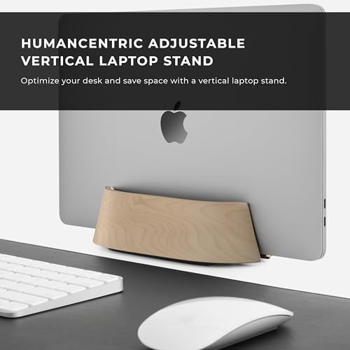 HumanCentric Vertical Laptop Stand in Maple Wood, Adjustable - Image 2
