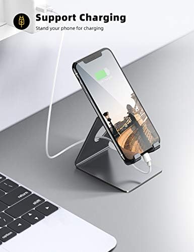 Lamicall Cell Phone Stand, Phone Dock : Cradle, Holder, Stand, Compatible with Phone 12 Mini 11 Pro Xs Xs Max Xr X 8 7 6 6s Plus 5 5s 5c All Android Smartphone Charging, Accessories Desk - Gray - Image 3