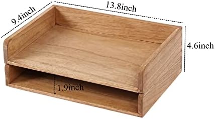 DDYURI Wood Stackable Paper Trays for Office Supplies and Accessories - Desk Organizer Tray for Letter Document Magazine -Wooden Desktop File Folder Holder Shelf 2 Set Light(2CTP-LT) - Image 5