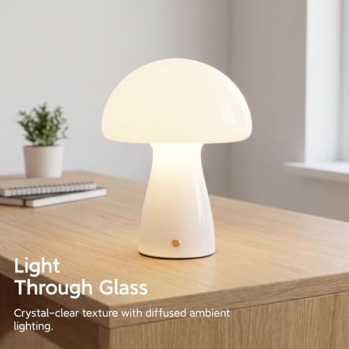 Mushroom Table Lamp, Cordless Table Lamp, Rechargeable & Dimmable, White - Image 3