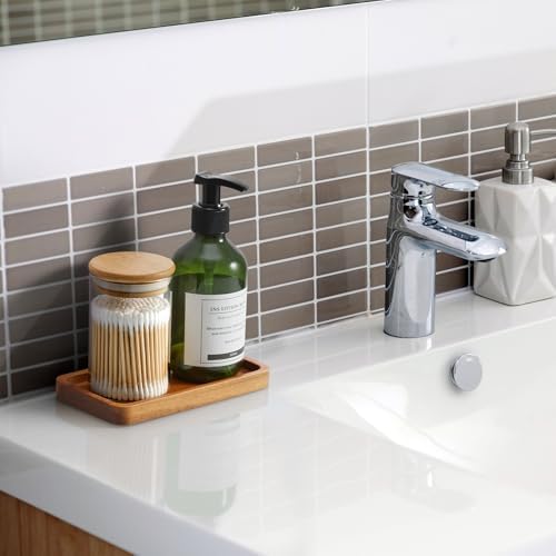 ALELION 6" Small Tiny Bathroom Vanity Tray for Counter - Acacia Wood Dish Soap Dispenser Tray for Kitchen - Decorative Tray for Kitchen Dresser Tops Perfume Jewelry - Image 4