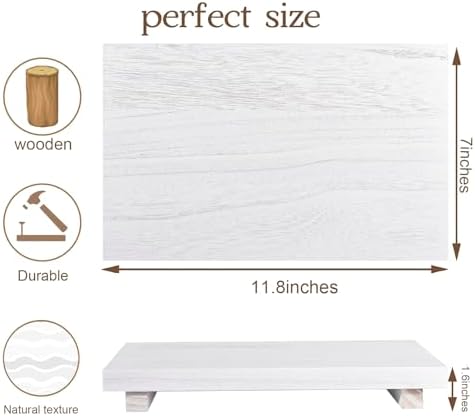 Wood Bathroom Tray Farmhouse Decor Kitchen Soap Holder, 11.8"x7" White - Image 2