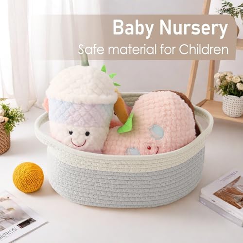 JMvicyroam Small Woven Basket, Empty Gift Basket, White&Grey/1 Pack - Image 5
