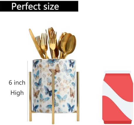 Pencil Cup Sturdy Metal frame with white Ceramic Pen Holder For Desks and kitchen Appliance Holders - Image 6
