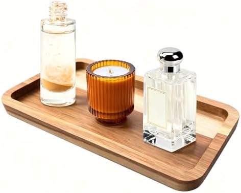 Vanity Bathroom Tray for Counter, Wood Tray for Bathroom, Toilet Tank, Perfume 11.8L x 5.9W x 0.8H inch (Acacia) by Bayting
