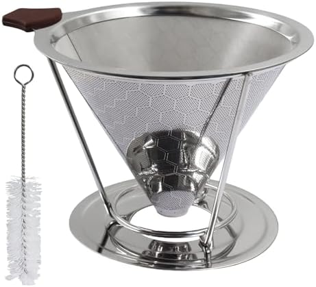 Bonsicoky Pour Over Coffee Dripper, Stainless Steel, 1-2 Cups, Silver by Bonsicoky