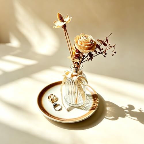 Ceramic Jewelry Tray Decorative Vanity Tray Candle Dish (Cappuccino White) by cachiv
