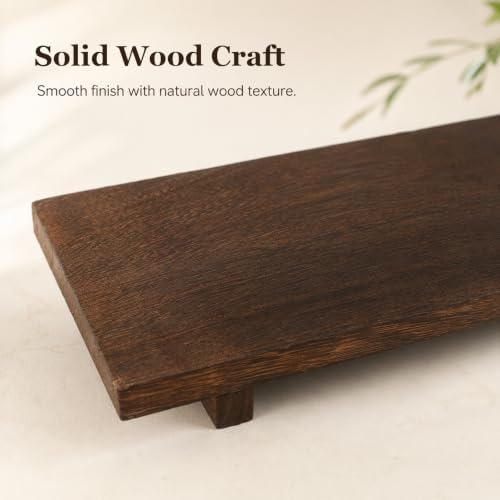 11.8 x 6 Inch Large Solid Wood Elevated Riser Pedestal Stand, Rustic Farmhouse Decorative Display Tray for Kitchen Counter Sink Bathroom Vanity, Holds Soap Plants Candles Perfume Bottles, Brown - Image 5